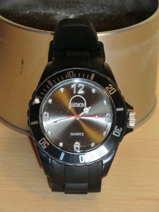 Silikon Armbanduhr Von Armon Uhr Watch Herren Quarz Uhren Schwarz Bild