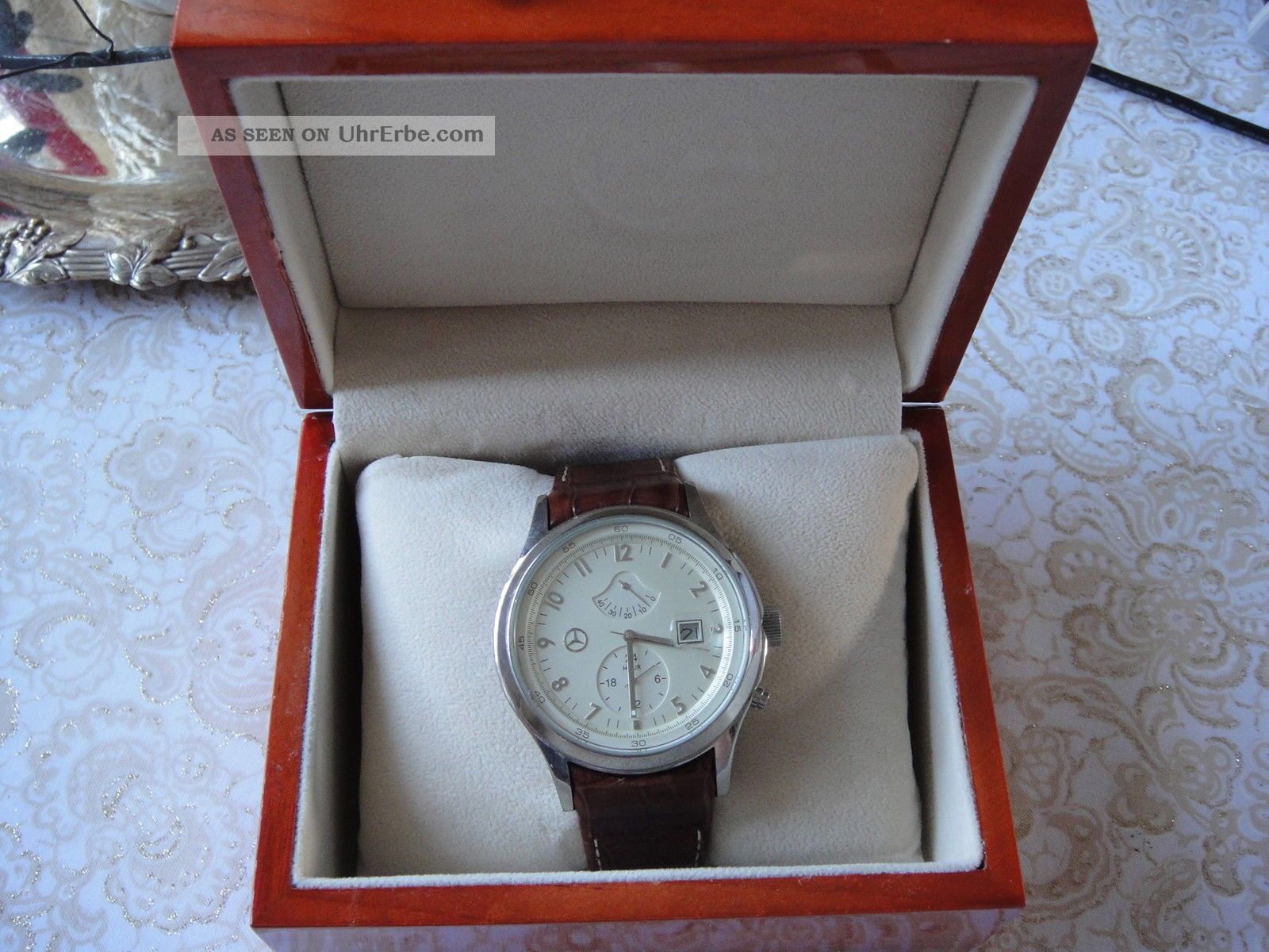Mercedes Benz Armbanduhr Automatik Elegance Braunes Lederband