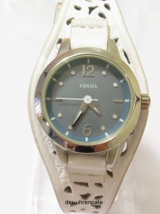 Fossil Damenuhr / Damen Uhr Leder Weiß Hell Grau Sehr Elegant Jr1259 Bild