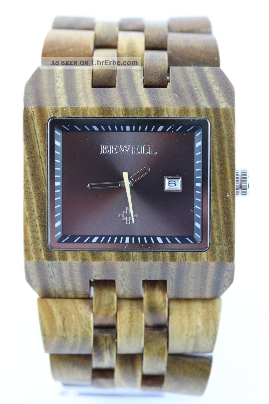 Bewell Holzuhr,  Herrenuhr,  Datum,  Grünes Sandelholz,  Top Geschenk,  Armbanduhr,  A - Ware Armbanduhren Bild