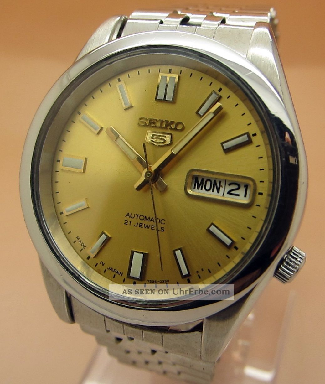 Seiko 5 Durchsichtig Automatik Uhr 7s26 - 0480 21 Jewels Datum & Tag Armbanduhren Bild
