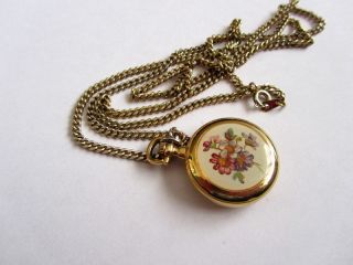 Regent Florale Kettenuhr Taschenuhr Uhr Gold Blumen Bild