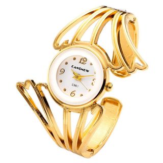 Damenuhr Armspange Armband Uhr Quarzuhr Legierung Elegant Armreifuhr Goldfarbe Bild