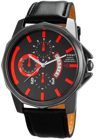 Xxl Mode Herrenuhr Armbanduhr Rot Sport Style Datum Uhr Akzent Watch Bild