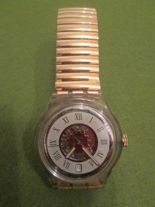 Swatch Armbanduhr Automatic Goldfarben Metallzugband Bild