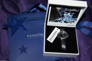 Pandora Damenuhr Armbanduhr Uhr Ziffernblatt Silber Geschenk Lederarmband Bild