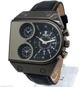 Herren Armband Uhr Quarz Leder Armbanduhr Trend Mode Watch Design Herrenuhr Bild