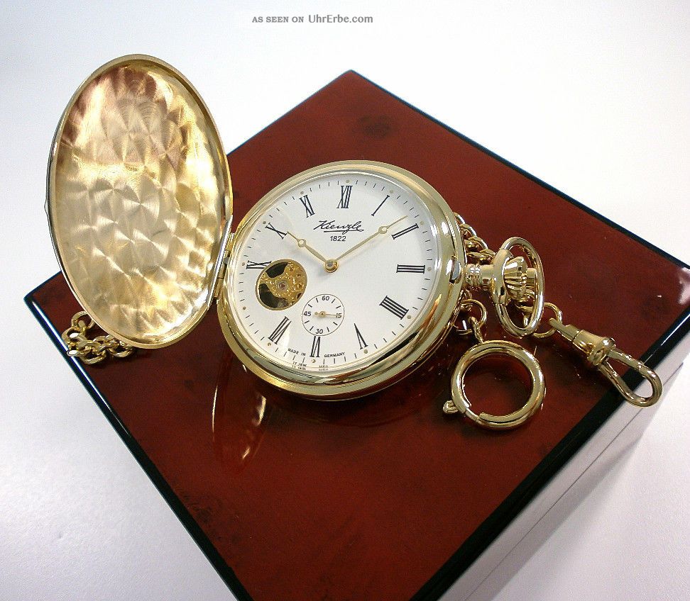 Kienzle Mech.  Taschenuhr,  Savonette/ Doppelseitiger Sprungdeckel & Uhrenkette Armbanduhren Bild