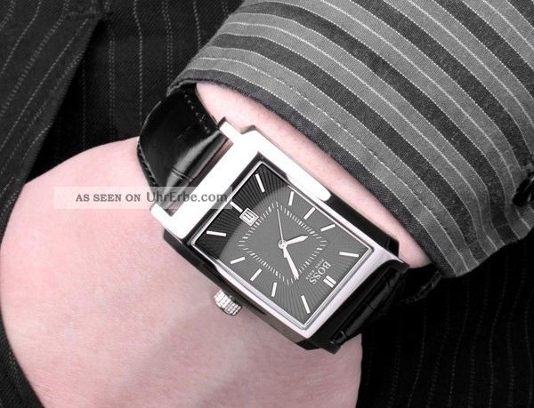 Hugo Boss Klassische Herrenuhr Leder Herren Uhr Hb Lederband 1512225 Schwarz Armbanduhren Bild