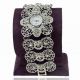 Damen Diamante Kristall Wide Circle Link Armbanduhr Mode Hollow Armreif Uhren Armbanduhren Bild 1
