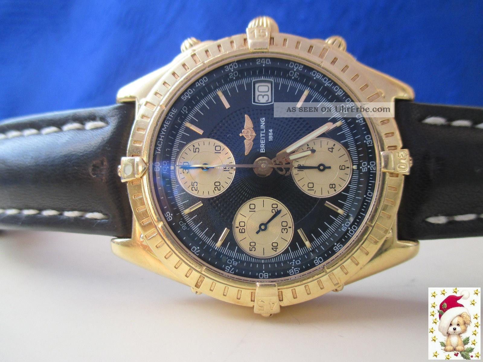 Breitling Chronomat In 18 Karat Gg Origin.  Lederb.  Dornschliesse In 18 K Armbanduhren Bild