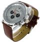 Braun – Silberne Jay Baxter Force Quartz Armbanduhr Xxl U - Boot Leder Herrenuhr N Armbanduhren Bild 1