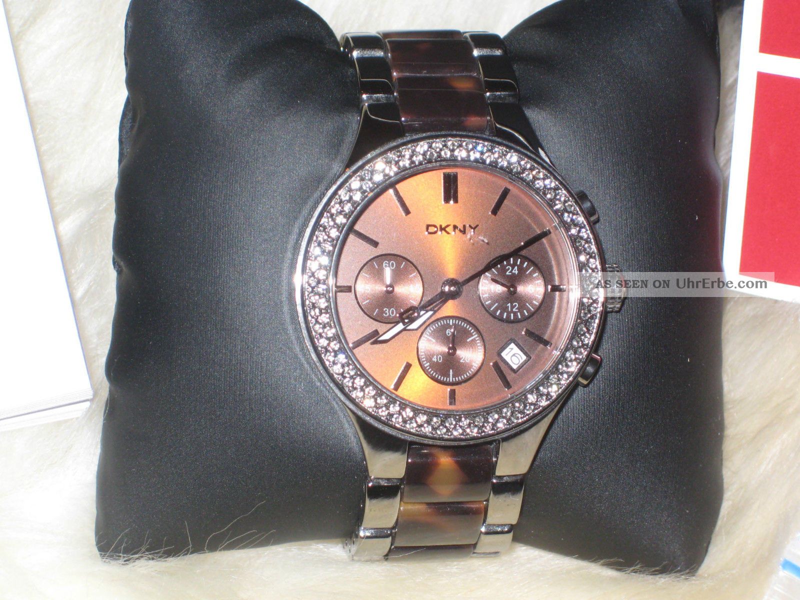 Dkny Donna Karan Chrono Damen Uhr Strass Braun Ny8668