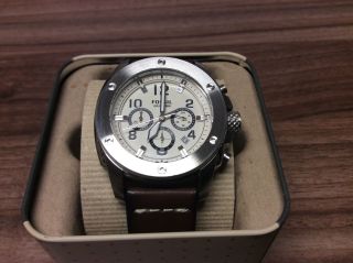 Herren Fossil Armbanduhr Uhr Fs4929 Silver Braun Lederarmband Wie Top Bild