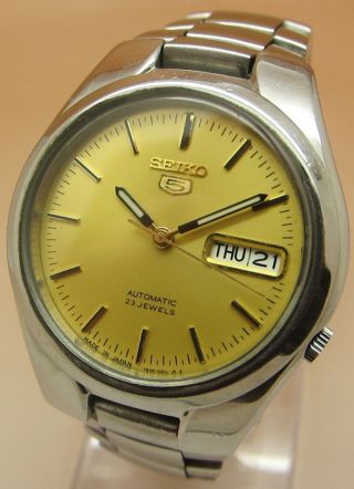 Seiko 5 7s26 Glasboden Mechanische Automatik Uhr 21 Jewels Datum & Tag Bild