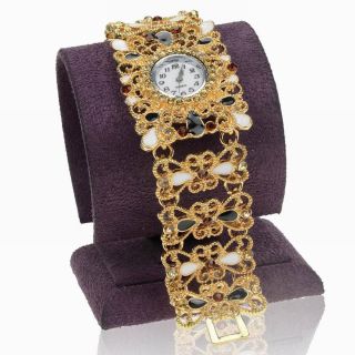Kristall Emaille Herz Bow Teardrop Link Armband Mode Armreif Armbanduhr Uhren Bild
