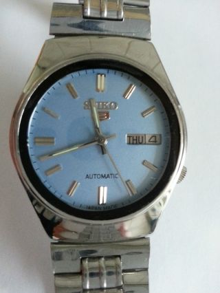 Seiko 5 Automatic Daydate Seltenes Blaues/blue Dial 7009 - 7031 A1 Sammler Vintage Bild