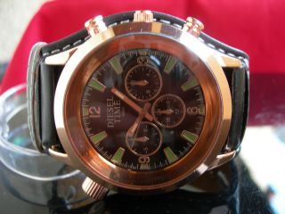 Herren Armband Uhr Retro Vintage Diesel Time Schwarz Rose Gold Optik Bild