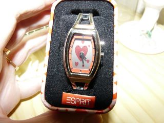 Fossil/ Big Tic /armbanduhr In Esprit Box/herz/rot/neue Batterie/wneu Bild