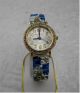 Bezaubernd Damen Uhr - Flexi Uhrband - Blau - Rosen - Mit Steinen Besetzt - Top Armbanduhren Bild 1