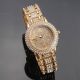 Mode 14k Golden Damenuhr Analog Quarz Strass Armreif Armband Uhr Metal Damen Uhr Armbanduhren Bild 1