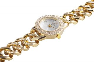 Excellanc Damenuhr Mit Kettenband Strass Gold Armbanduhr Se142 Bild
