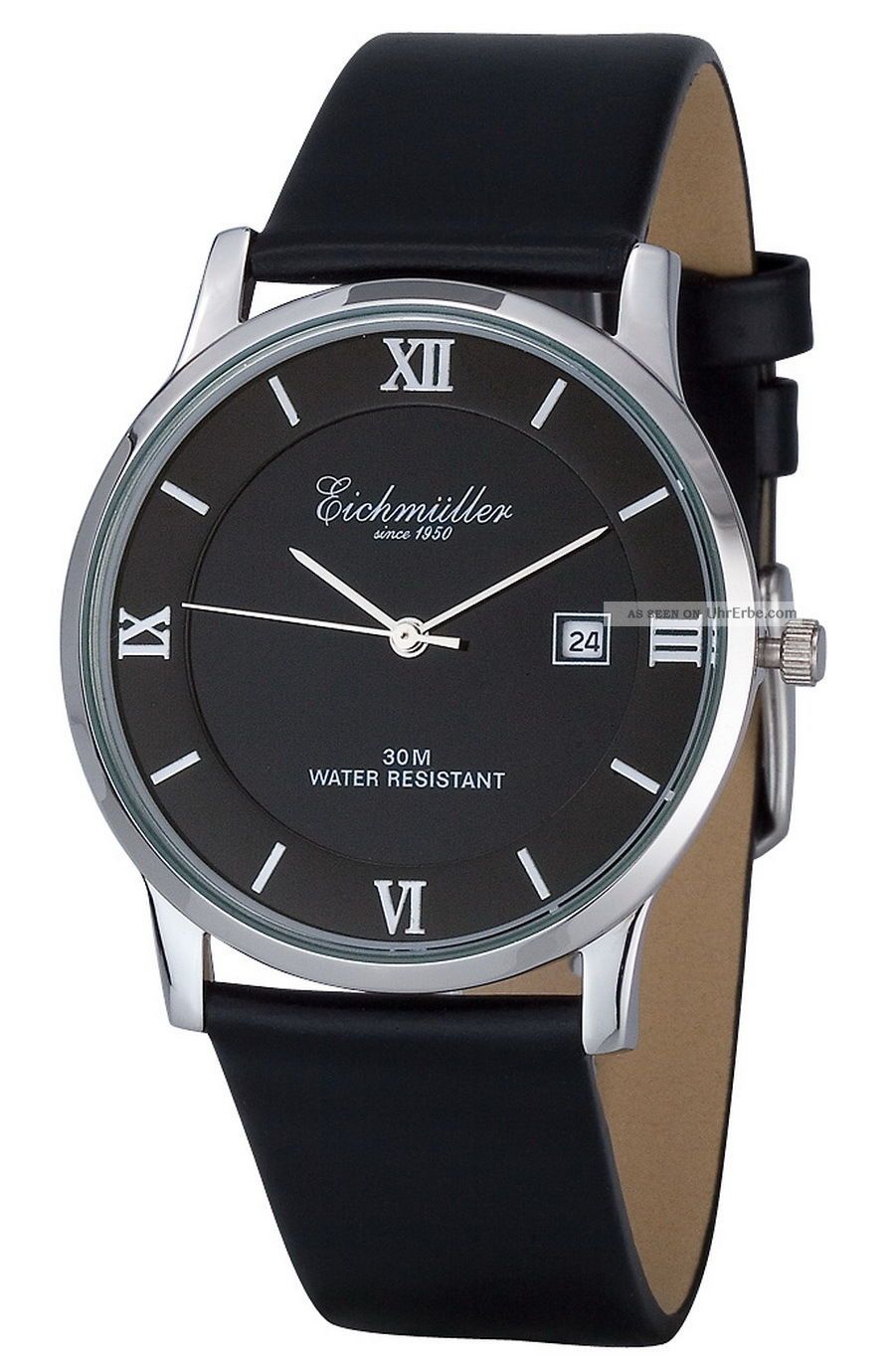 Sehr Flache Eichmuller Uhr Designuhr Herren Uhr Damenuhr Edelstahl Leder Black