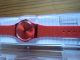 Swatch Damen Armband Uhr Rot Intense Red Silikon Glitzer Top Armbanduhren Bild 3