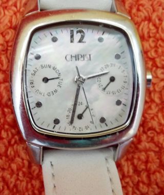 Christ Damen - Armbanduhr Mit Lederband Quarz Batterie Bild