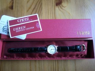 Christ Klassische Damen Armband Uhr Schwarz Leder Bild