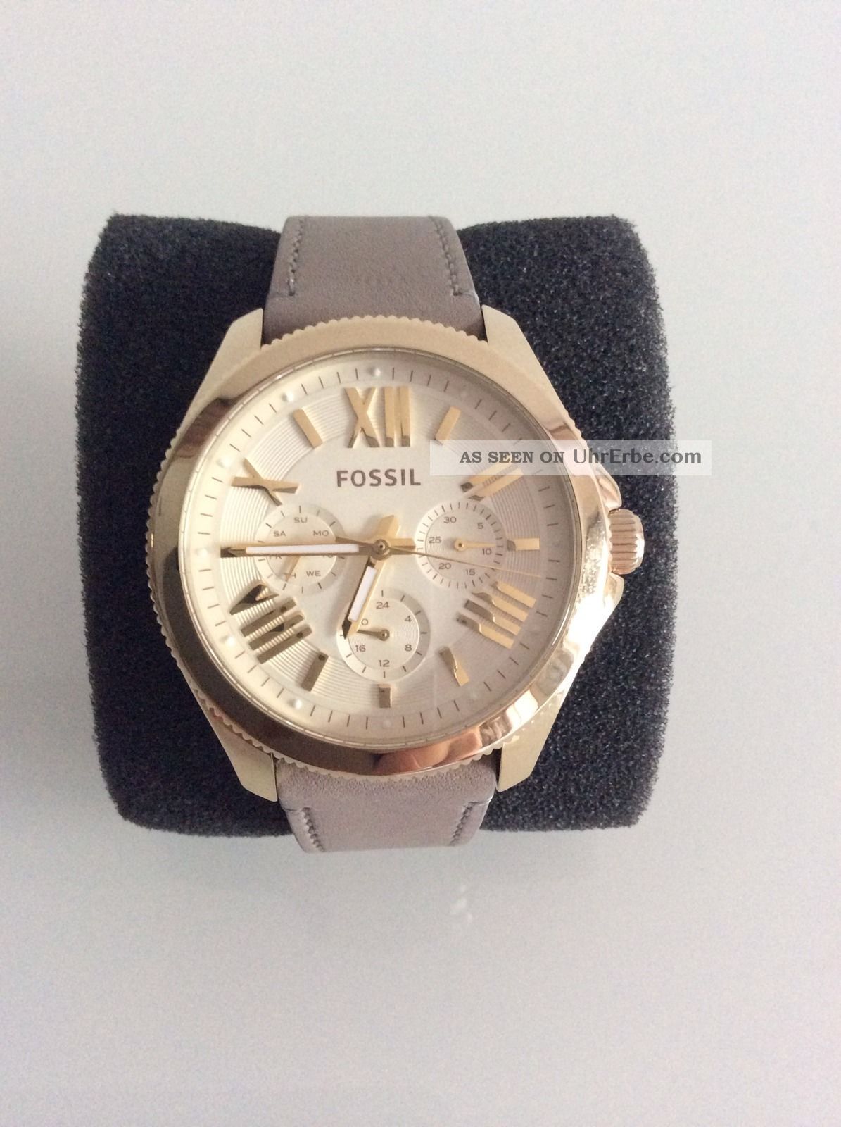 Fossil Am4529 Damen Uhr Edelstahl Leder Gold