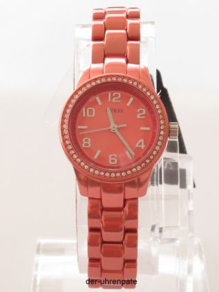 Guess Damenuhr / Damen Uhr Aluminium Orange Strass W80074l3 Bild