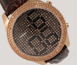 Fossil Damenuhr / Damen Uhr Leder Rose Strass Digital M3 Electro Tick Es3624 Bild