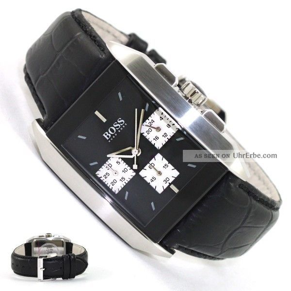 Uhr Hugo Boss Hb1512581 Uvp 399,  00€ Chronograph Lederarmband Black Neu& Armbanduhren Bild
