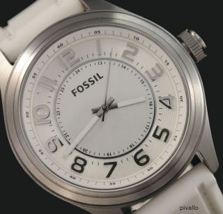 Fossil Herrenuhr / Herren Uhr Silikon Weiß Silber 5 Atm Bq1046 Bild