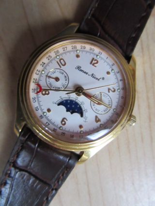 Renee Nicol Chronograph Mondphase Armbanduhr Vollkalender Wunderschön Bild