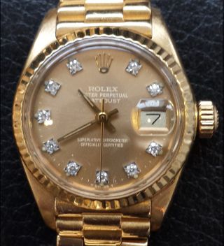 Rolex Lady Datejust Gelbgold 750 Diamanten Brillanten Automatik Damenuhr Gold Bild