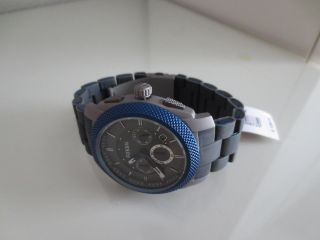 Fossil Herren Armband Uhr Fs4659 Chrono Uhren Herrenuhren Grau/blau Matt Bild