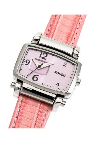 Fossil Watch - Bar Damenuhr Edelstahl Lederarmband Rosa Analog Wb1083 - 3 Bild