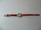 Dkny Damenuhr (ny4397) Rot Perlmutt Lederarmband Edelstahl Rund Kristalle Uhr Armbanduhren Bild 1