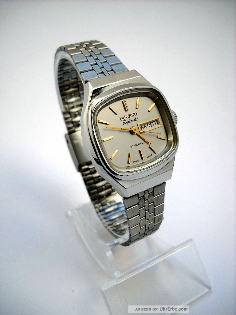 Vintage Duward Diplomatic Automatic Automatik Damen Uhr Old Stock Tag/datum Armbanduhren Bild