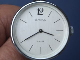 Seltene Mechanische Amida Swiss Spangen Armbanduhr Gut Erhalten Läuft Gut. Bild