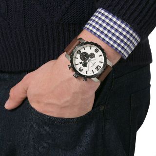 Fossil Chronograph Herrenuhr Armbanduhr Uhr Nate Jp1390 Echtes Leder Braun Bild