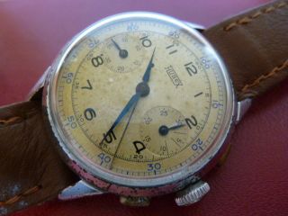 Seltener Valjoux 92 Chronograph Hugex 1940 - 50 Swiss Schaltradchrono I.  Funktion Bild