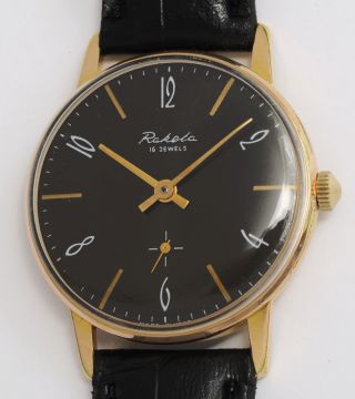 Raketa Schöne,  Klassische,  Elegante Armbanduhr.  Ussr Vintage Watch Black Dial. Bild