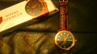 Royal Spencer Quartz Herren Leder Armbanduhr Mit Seiko - Quartzuhrwerk Bild