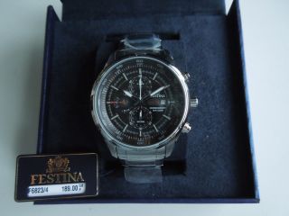 Festina Herren - Armbanduhr Chronograph Edelstahl Silber F6823/4 Watch In Ovp Bild