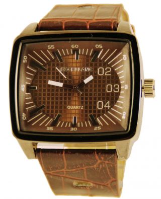 Excellanc Xxl Retro Braune Armbanduhr Pu Leder Herrenuhr Im 70er Jahre Stil Bild