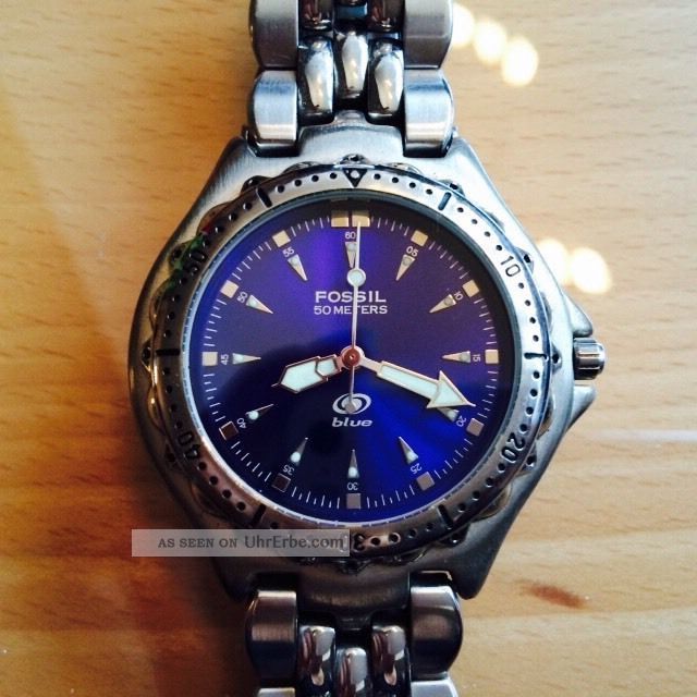 Fossil Blue Dial Uhr Model: Am - 3067 Edelstahl Rar Armbanduhren Bild