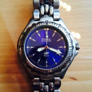 Fossil Blue Dial Uhr Model: Am - 3067 Edelstahl Rar Bild